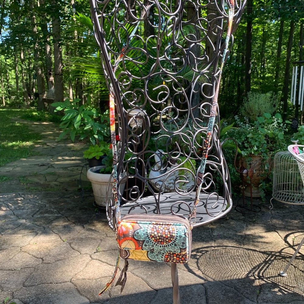 Vera Bradley Flower Shower Phone Purse Brown/Orange/Aqua